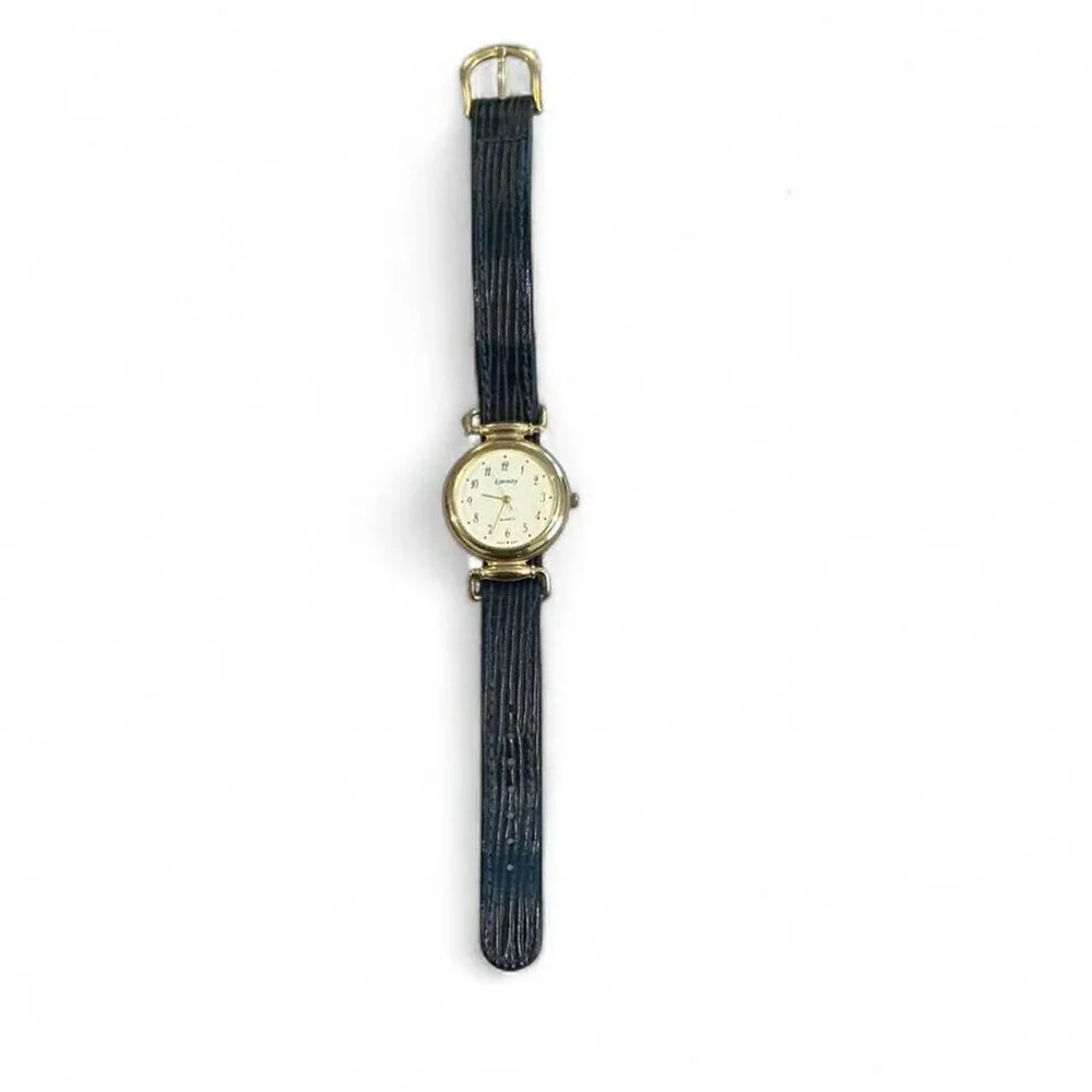 Navy Blue and Gold Genuine Leather Women's‎ Eternity Watch